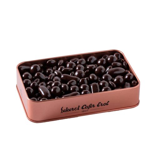 ≈ûekerci Cafer Erol Dark Chocolate Covered Dragee - Bronze Tin Box - 300 g